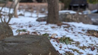 石と雪が積もった写真